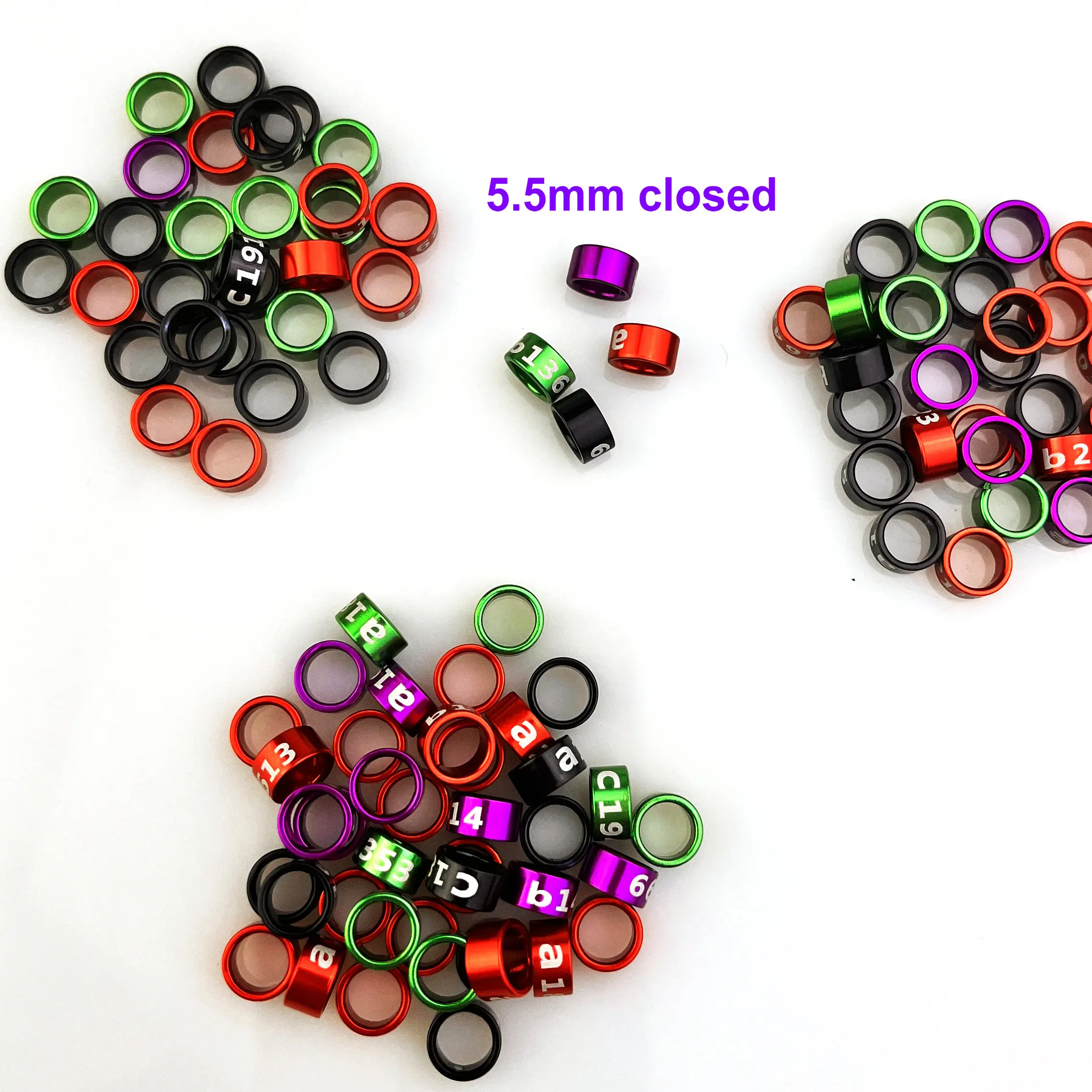 Aluminum Bird Leg Bands Closed Parrot Rings Non-Custom Random-Character Color-Mixture 5.5mm 25Pcs Lot
