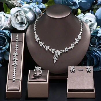 Trendy Luxury 4PCS Wedding Jewelry Set For Women Wedding Party Zirconia Dubai Bridal jewelry Set 2024 1