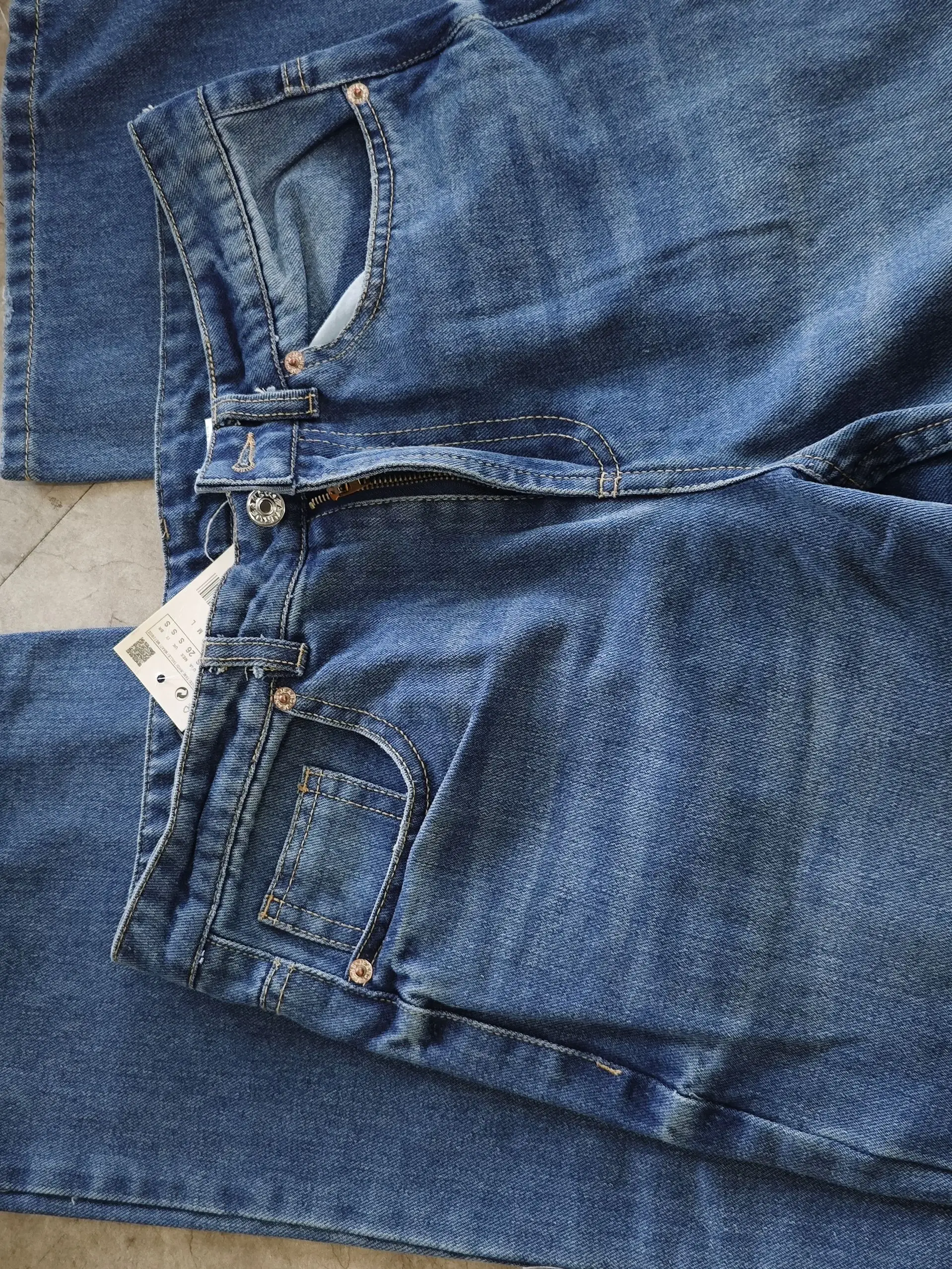 Frauen Mode Denim Jeans Feste Lose Lange Hosen Frau Mit Farbverlauf Vielseitig Casual Streetwear Mujer Baggy Hosen – Detail 4