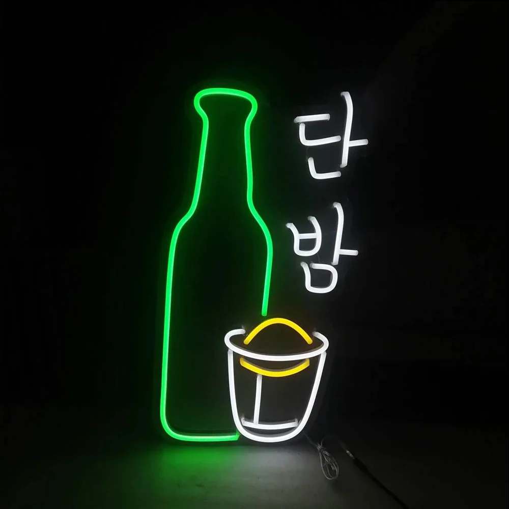 SOJU 소주 단밤 Neon Sign Shaojiu Rice Wine Custom Handmade Real Glass Tube Restaurant Storeroom Decor Display Advertise Light 12X19"