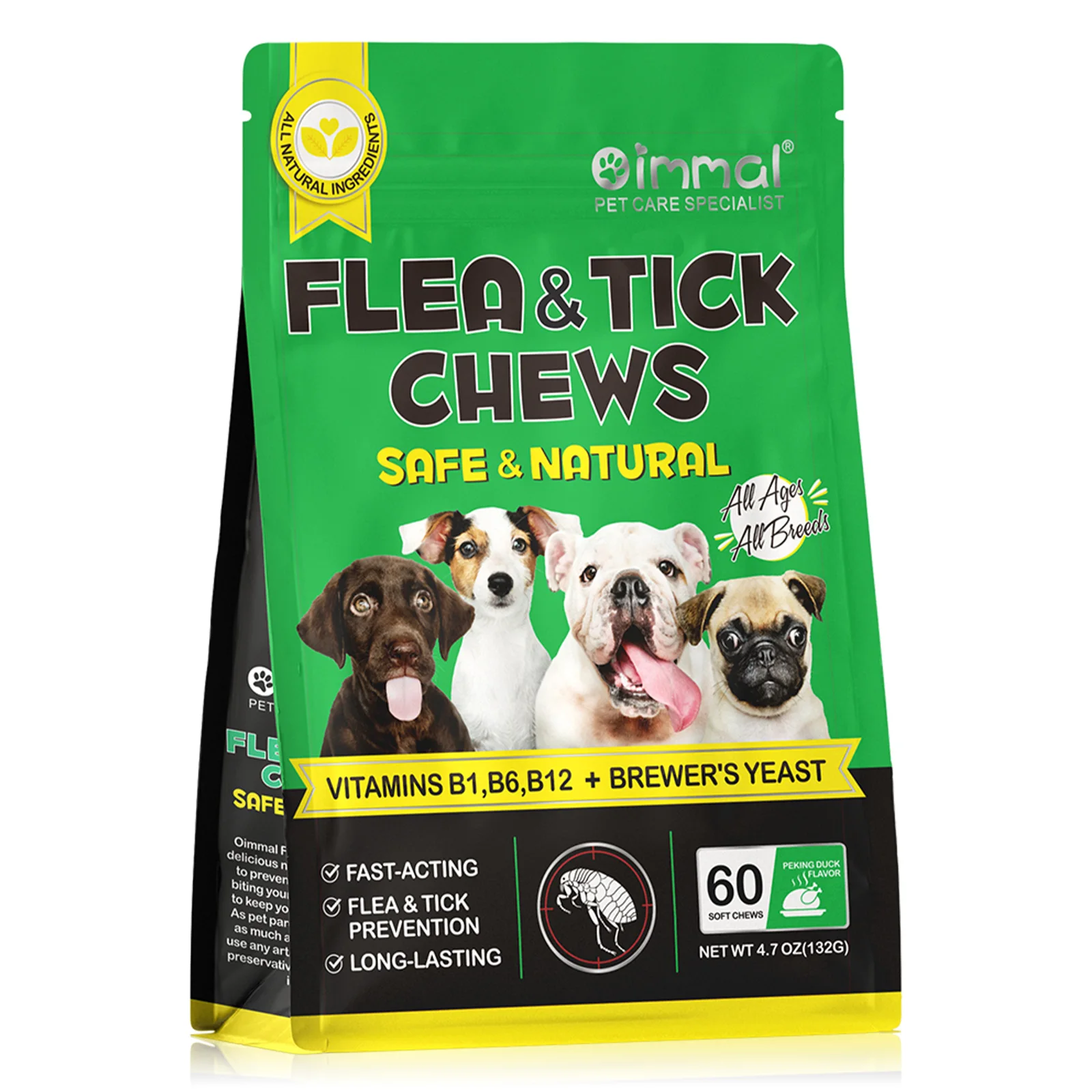 Flea and Tick Prevention for Dogs 60 Chewables Natural Flea and Tick Supplement Fast Acting Long-Lasting for All Breeds Ages flea and tick prevention chewables