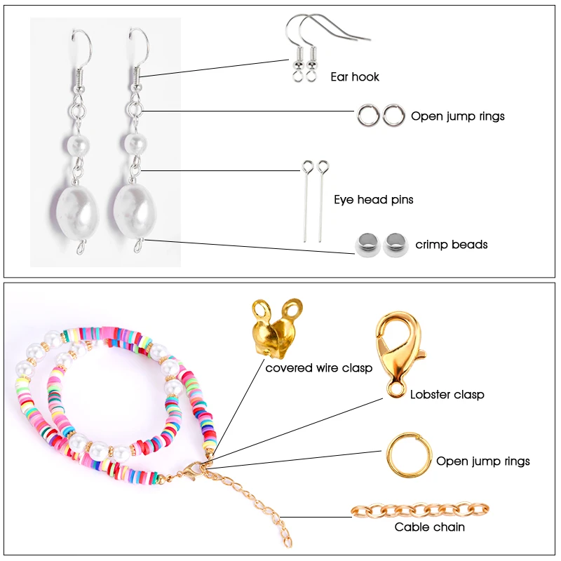 Kit DE FABRICACIÓN de pendientes de conjunto de fornituras para joyería, accesorios de aleación, cierre de langosta, anillos de salto abiertos, herramientas de reparación, suministros de fabricación de joyas DIY