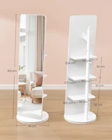 Дзеркало SONGMICS в полный рост, стоящее зеркало 360° °   Вращающееся зеркало 163х45 см с базовыми полками и крючками из прозрачного закаленного стекла. — изображение 4