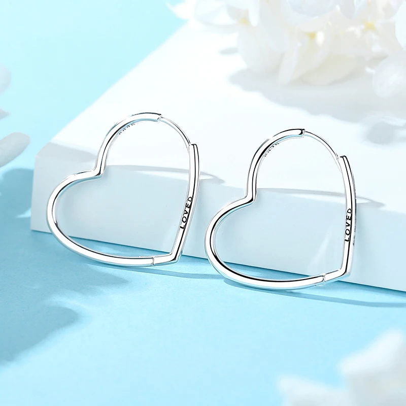 New 2026 Original 925 Sterling Silver Earrings For Women Piercing Hoop Love Heart Earings Rose Gold Wedding Gift Luxury Jewelry - 5