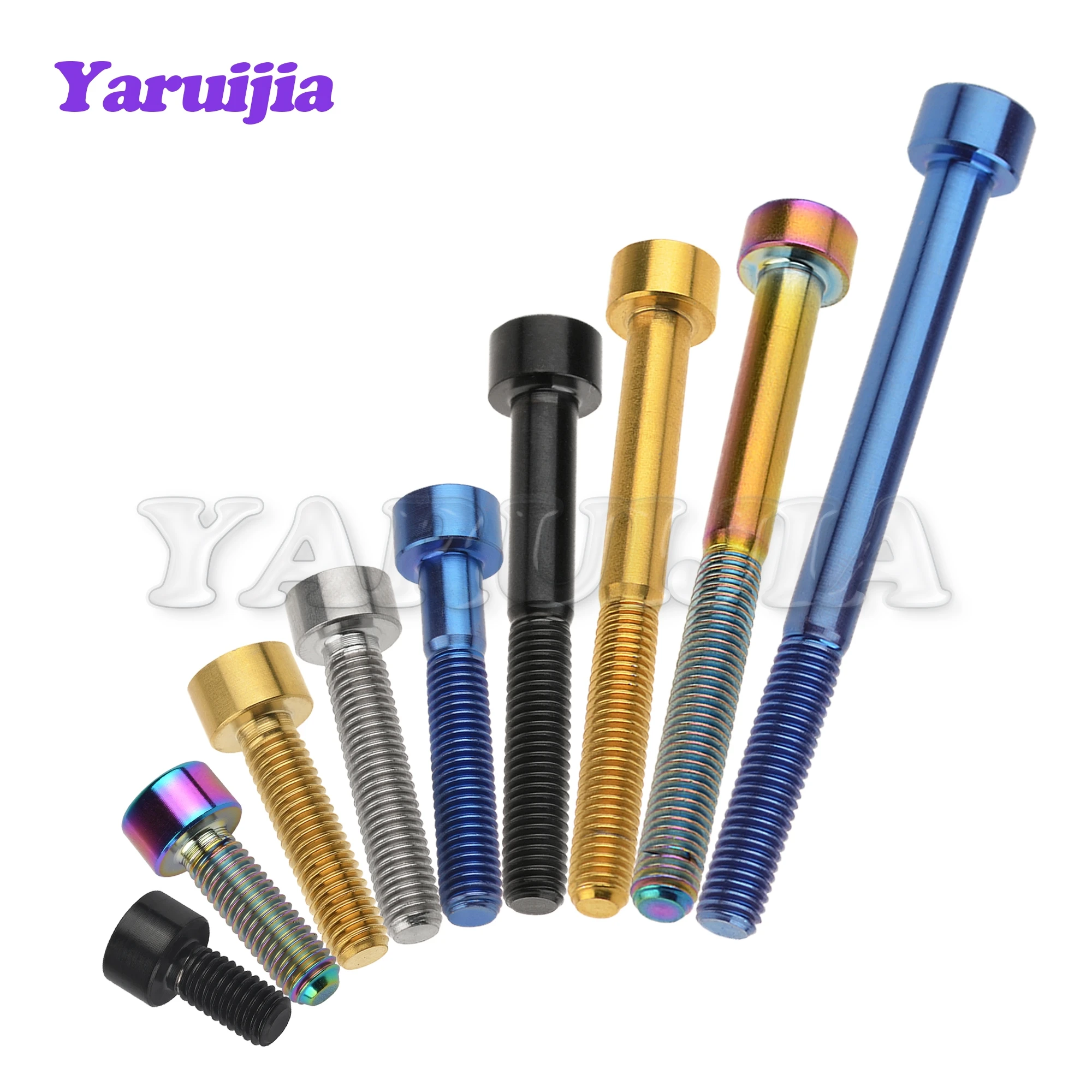 Titanium Bolts Yaruijia Titanium Bolts M5/M6x10/12/15/16/18/20/23/25/30/35/40/45/50/55/60/65mm Allen Key for Bicycle Stem Seatpost Bike Parts