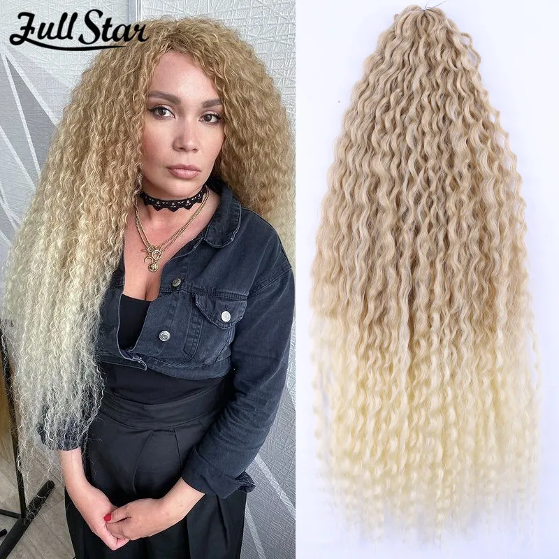 

Full Star Marley Afro Crochet Synthetic Hair 20” Black Ombre Blonde Braiding Hair African Kinky Curl Soft Braids Hair for Women