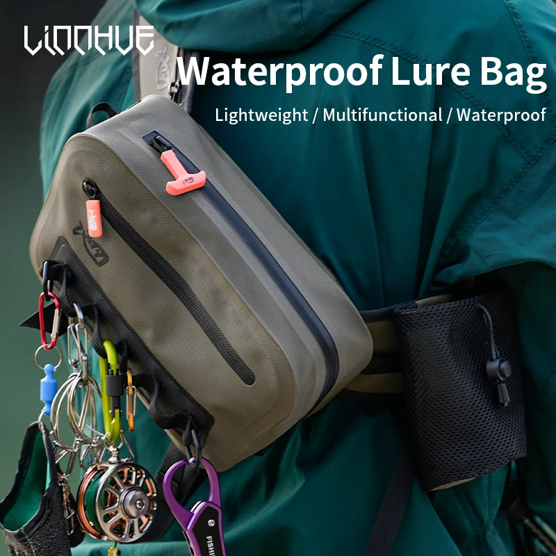 Linnhue-防水釣り道具バッグ,屋外ウエストファニーパック,クロスボディバッグ,釣りルアー,ラインボックス,収納アクセサリー,容量 Linnhue-防水釣り道具バッグ,屋外ウエストファニーパック,クロスボディ