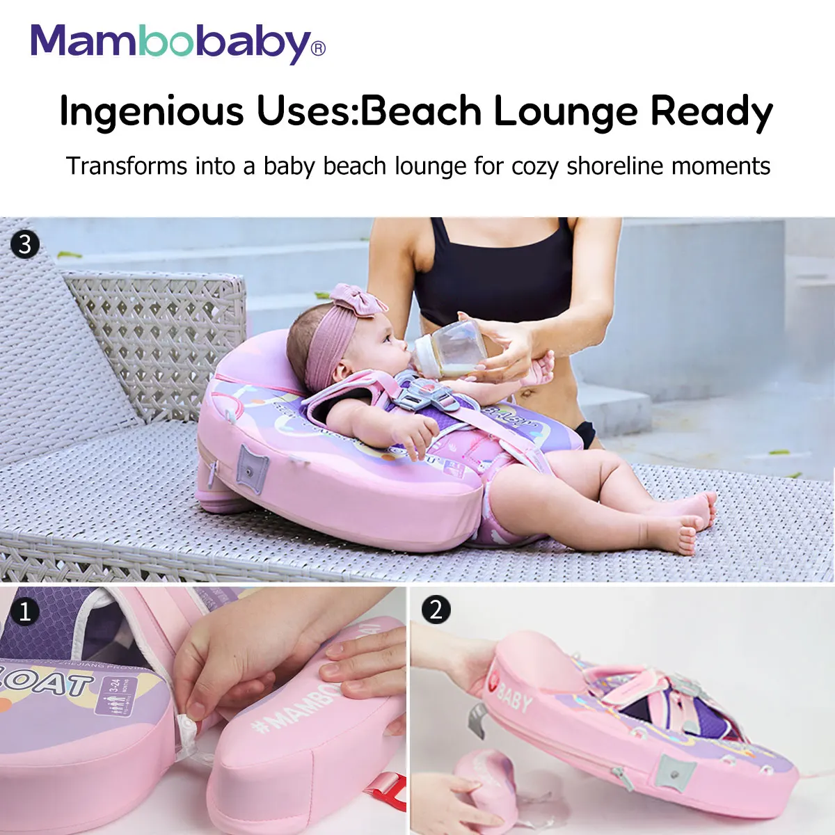 Mambobaby float 2 VIP Non-Inflatable Baby Float with Canopy Chest Floater Spa Buoy Trainer Suppliers