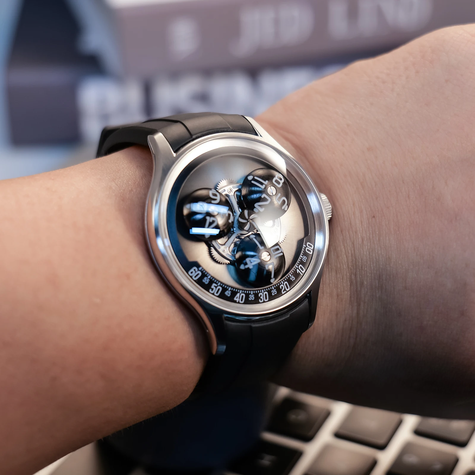 OBLVLO Luxury Design Mens Stak Trek Blue Nightlight Automatic