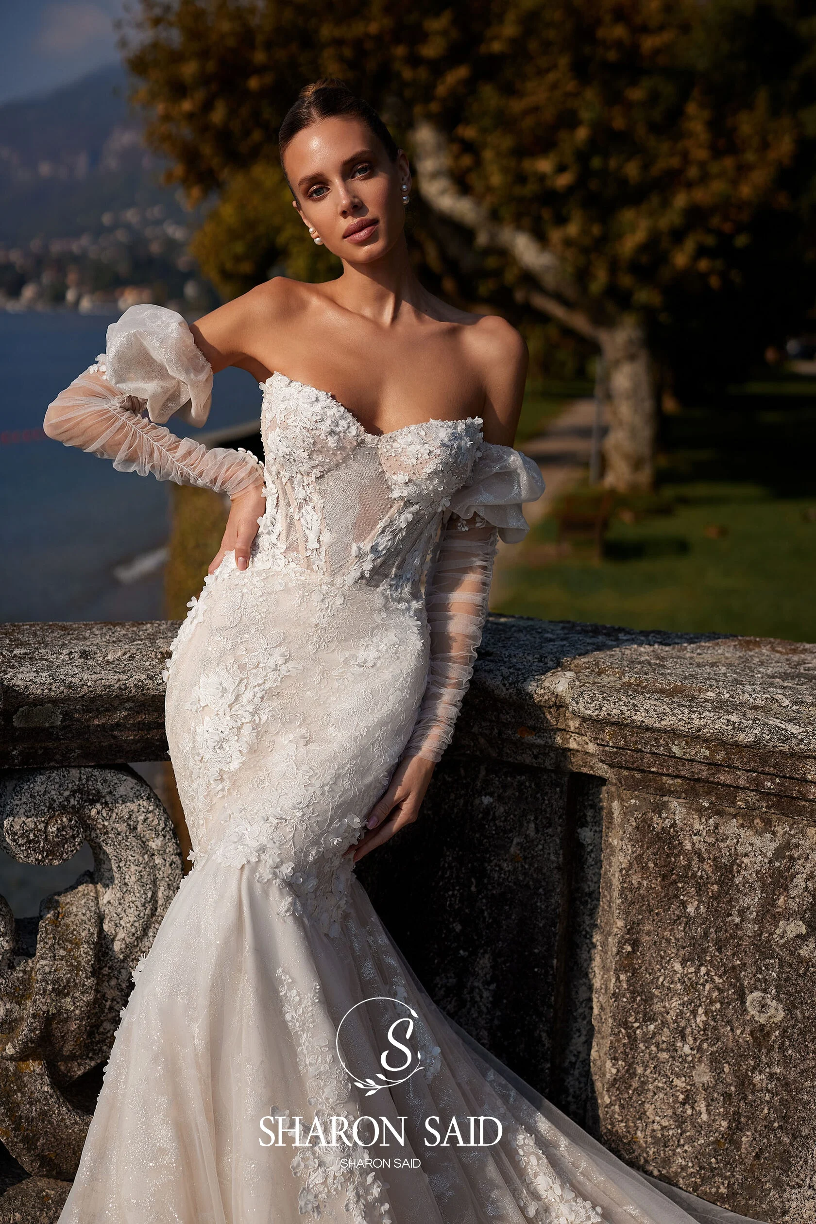 fit and flare beach wedding dress Ethereal Floral Mermaid Boho Rose Lace Wedding Dress Vintage Beach  Spaghetti Straps Low Back Fit and Flare Bridal Gown main image 1