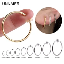 1 Pair Gold Silver Punk Hoop Earrings For Couple Fake Hoops Ear Clip Earrings Without Holes Ear Cuffs For Non Pierced Ears