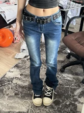 Kobiety Gyaru Japanese Harajuku Trashy Y2K Jeans Low Rise