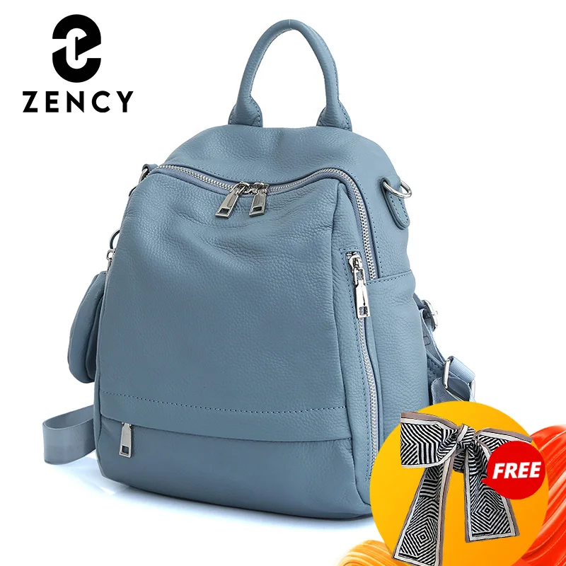 Zency Genuine Leather Women's Backpack High Quality School Bag Travel Female Shopper Shoulder Bag Satchel Rucksack Commuter 2024