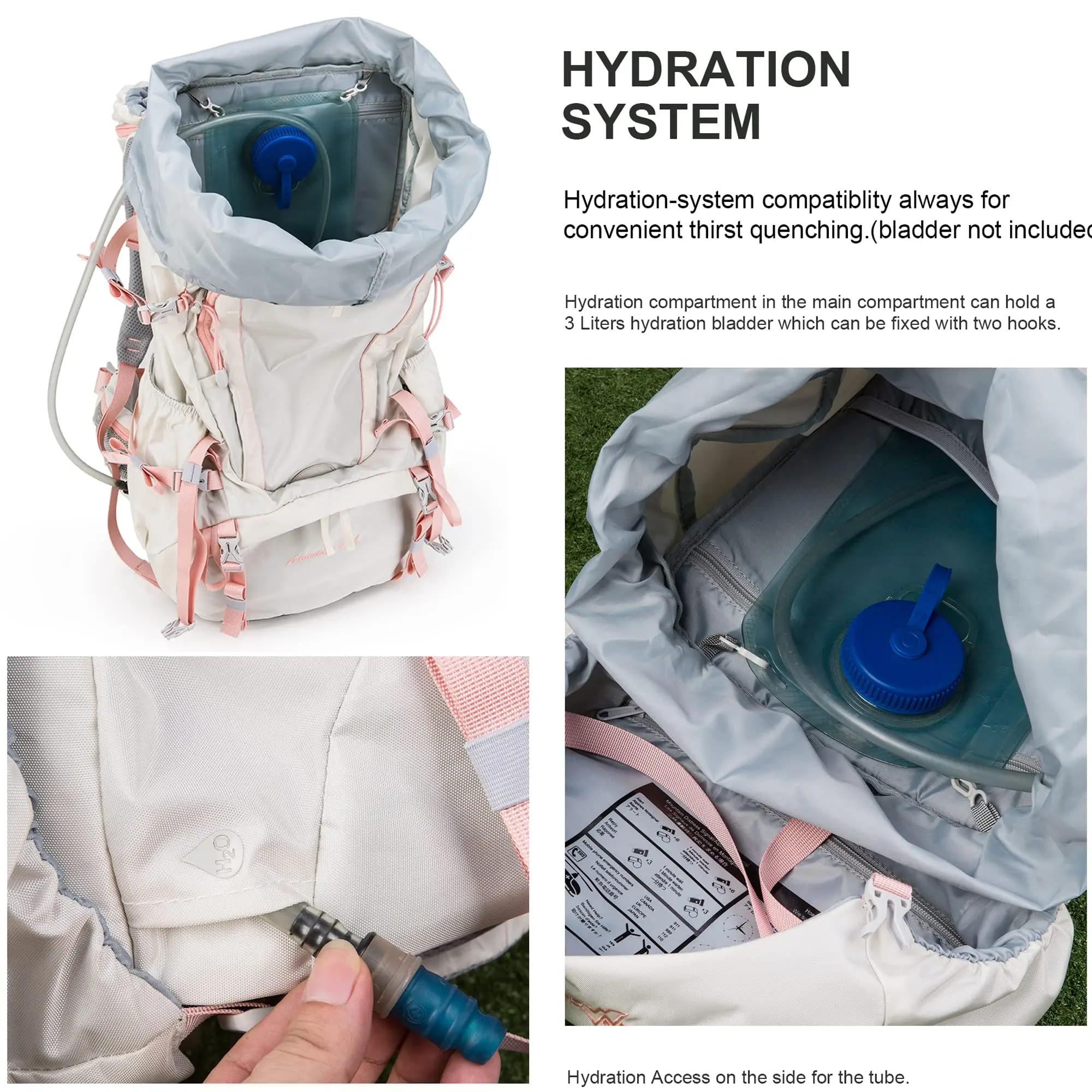 MOUNTAINTOP 60L Hiking Internal Frame Backpack with YKK Zippers and Rain Cover