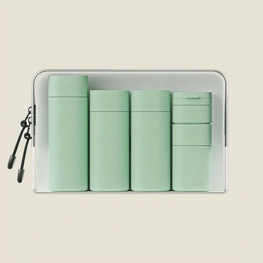 5-Piece TSA Approved Travel Toiletry Dispenser Set - Essential Cream Containers
