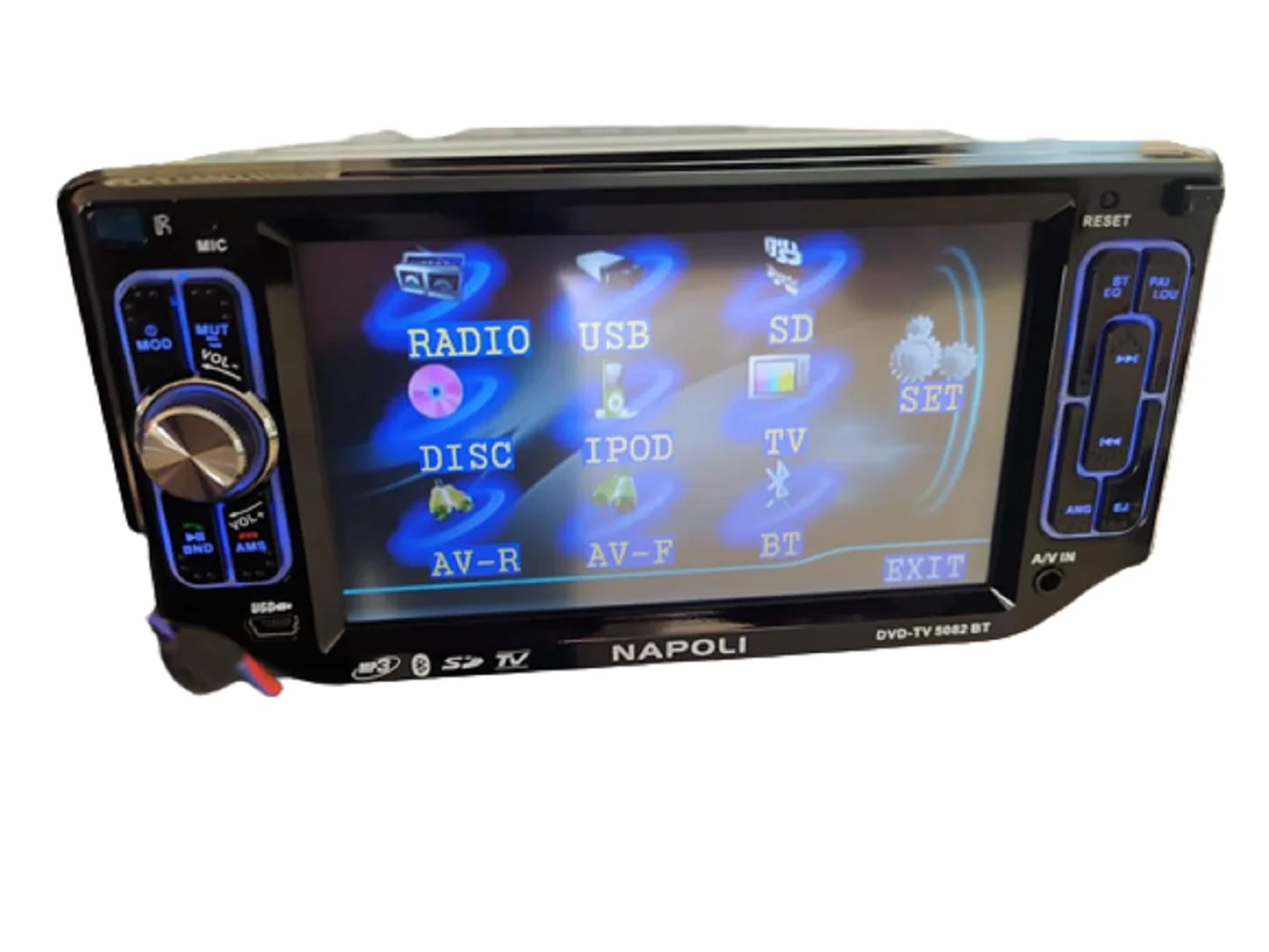 Kit multimidia toca cd dvd bt tv mp3 usb napoli 1 din câmera de re