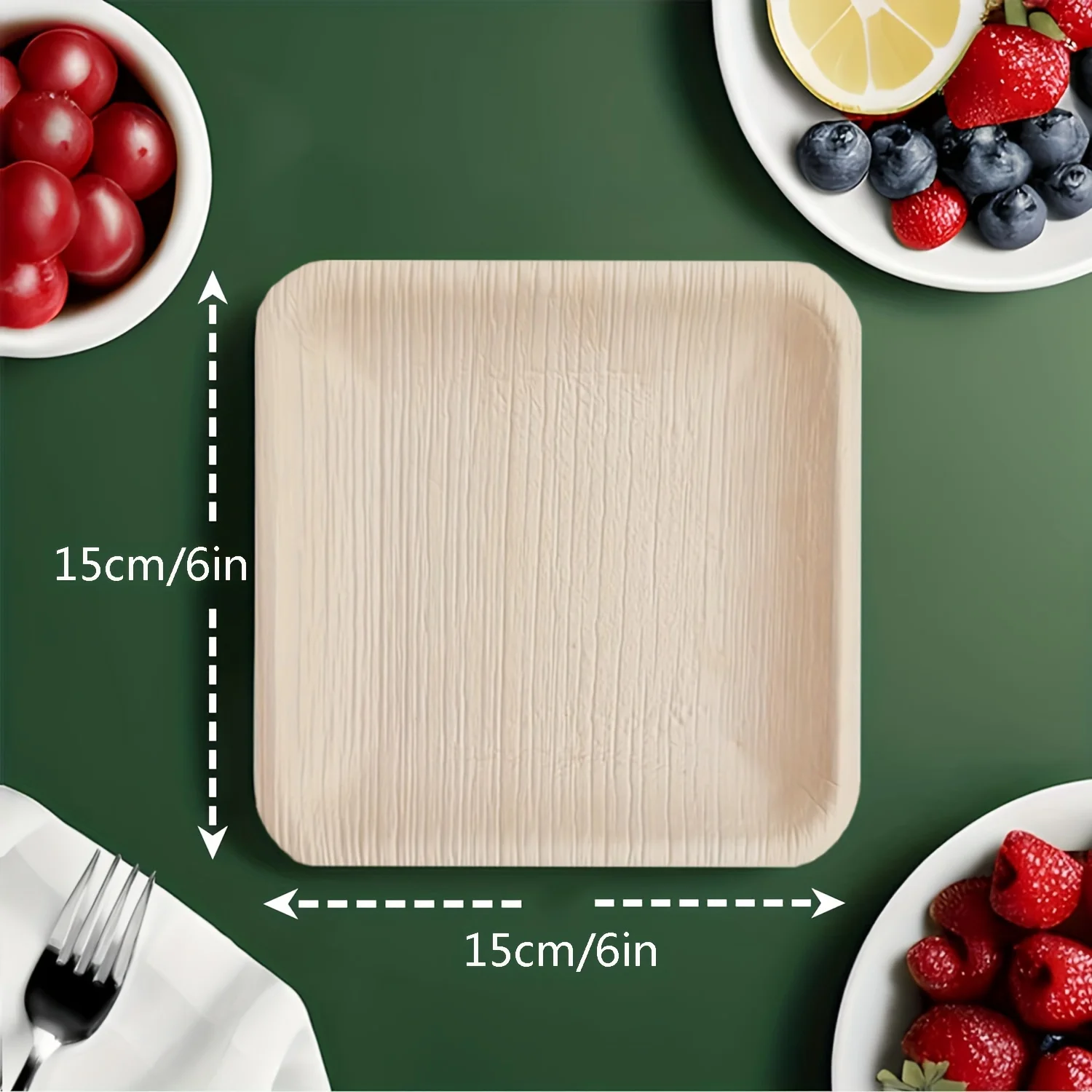 6 Inch Round-Bamboo Style (40 Pack), Sustainable, Decorative & Compostable Tableware