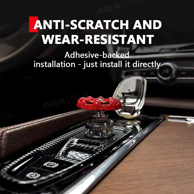 Metal Car Knob Decoration Red Self Adhesive Interior Ornament