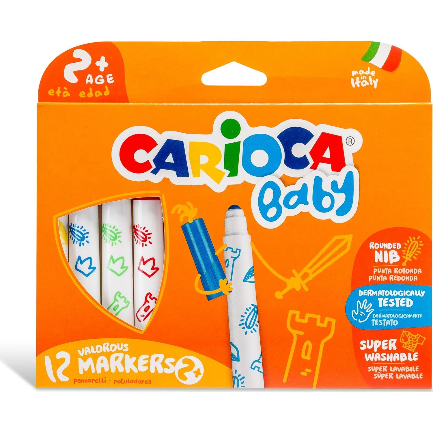 Carioca Jumbo Valorous Markers Baby Super Washable 12 PCS