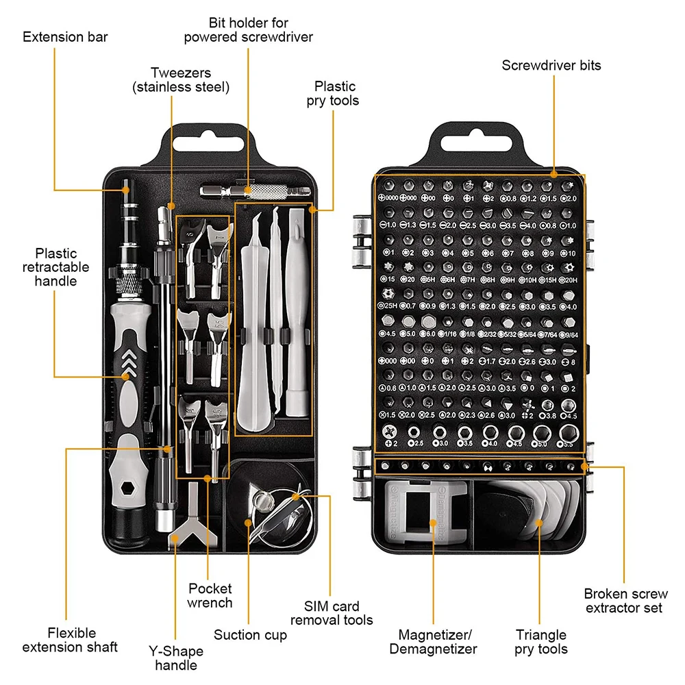 

135 in 1 Screwdriver Set of Screw Driver Bit Set Multi-function Precision Mobile Phone PC Repair Device Hand Tools Torx Hex