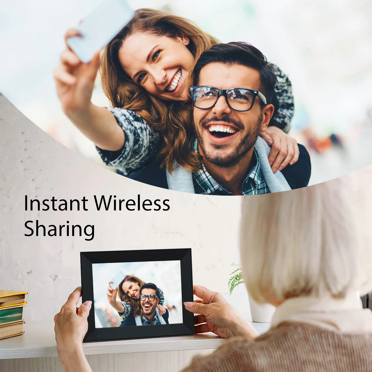 2025 PF1006 Digital Picture Frame 10.1 Inch 32GB Storage Smart WiFi digital photo frame with 1280x800 IPS HD Touch Screen Wall view 5