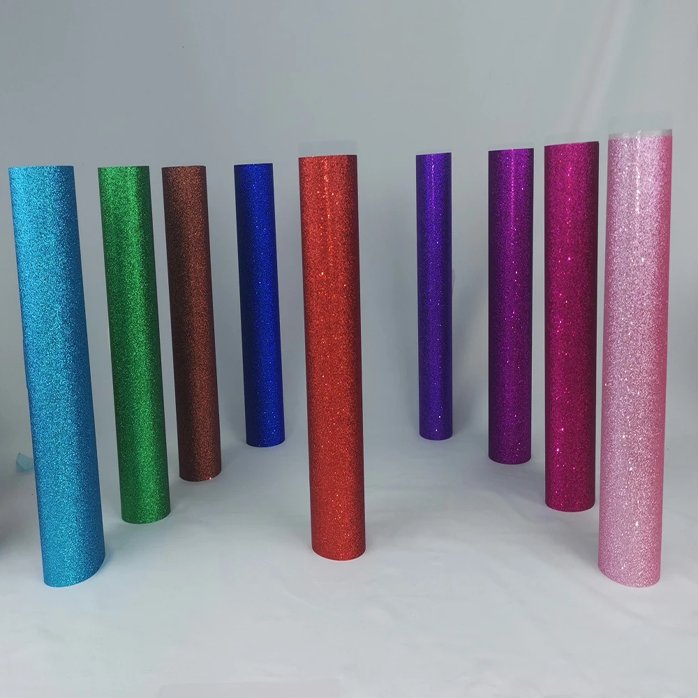 

Free Shipping 1 Sheet 12"x40"/30x100cm Powder Glitter Heat Transfer Vinyl Roll Iron On Vinyl Cutting Machines HTV T-Shirts DIY