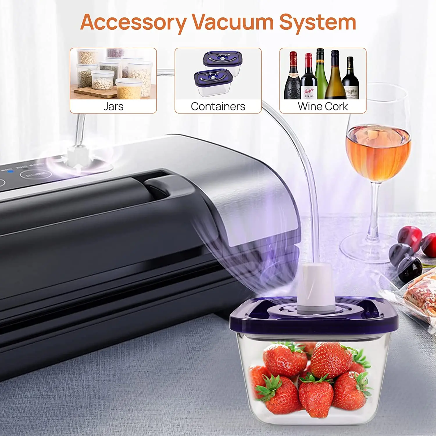 Vakumar VH5186 Kitchen Automatic Commercial Household Food Vacuum Sealer  Packaging Machine Include 2 rolls Vacuum packed bags - AliExpress