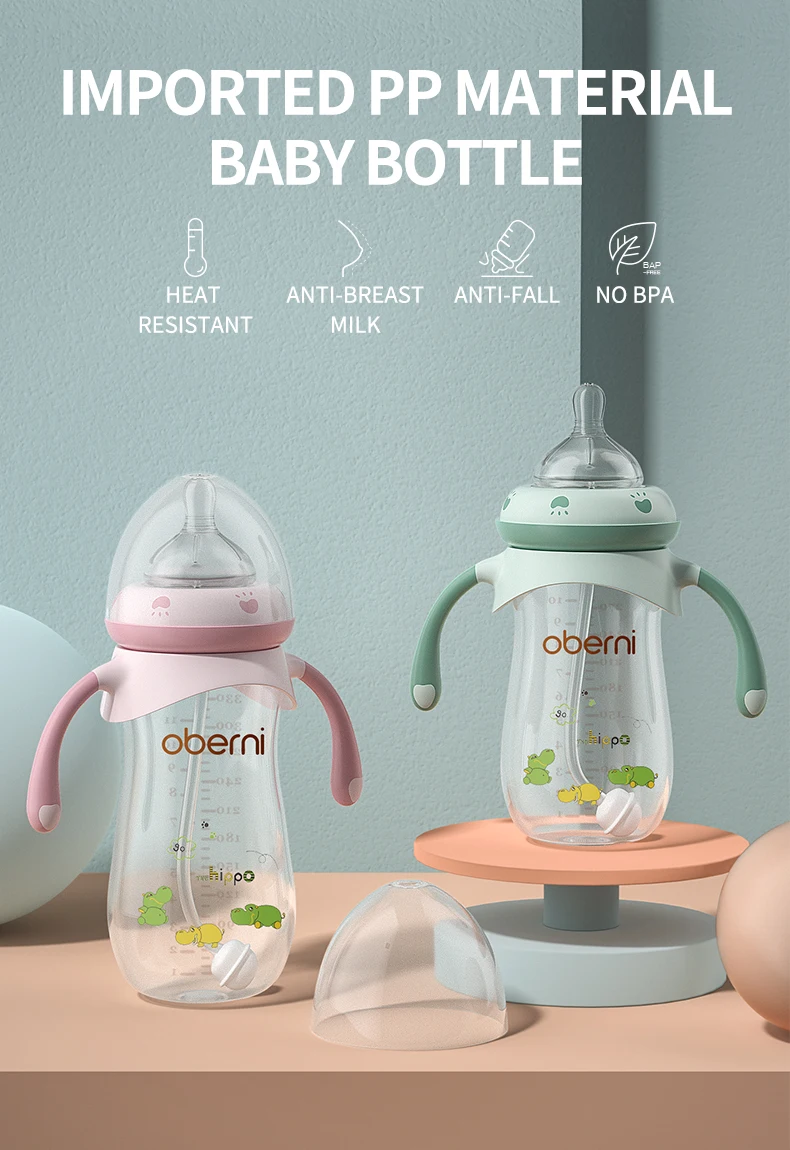 Milk Bottle Feeding Bottle Baby Feeding Utensils Oberni PP Material 270ml + 330ml combination Baby Milk Bottle Promotion Product Portable Anti Colic Feeding With Silicone Nipple