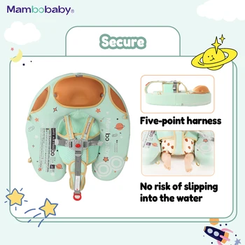 MamboBaby Inflatable Baby Float with Sun Canopy - Foldable Pool Float with Safety Crotch Strap - Premium Baby Swim Ring for Pool & Water Activities