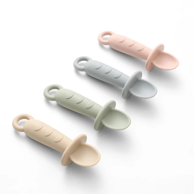 100% Silicone Self Feeding Spoons for Baby Infant Soft-Tip Training Spoon Toddler Starter Led Weaning 2pack 6