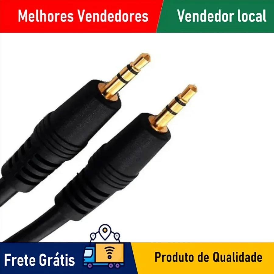 SKYTUR Cabo de Audio P2 x P2 Estereo Conecte seu Celular em uma Caixa de Som - ENVIO RAPIDO PARA TODO O BRASIL