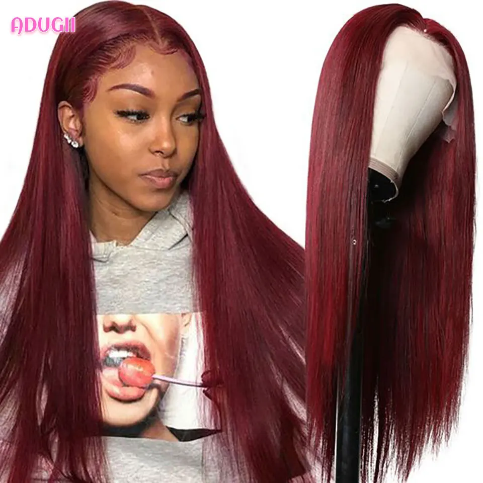 

Straight Burgundy Lace Front Wigs 13x6 HD Lace Frontal Wig For Women Glueless Colored 99J Remy 13x4 Transparent Human Hair Wig