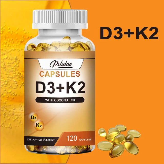 Vitamin D3 + K2 - Help Regulate Calcium Metabolism, Promote Bone, Teeth and Skin Health, Support Immunity - 120 Capsules 3