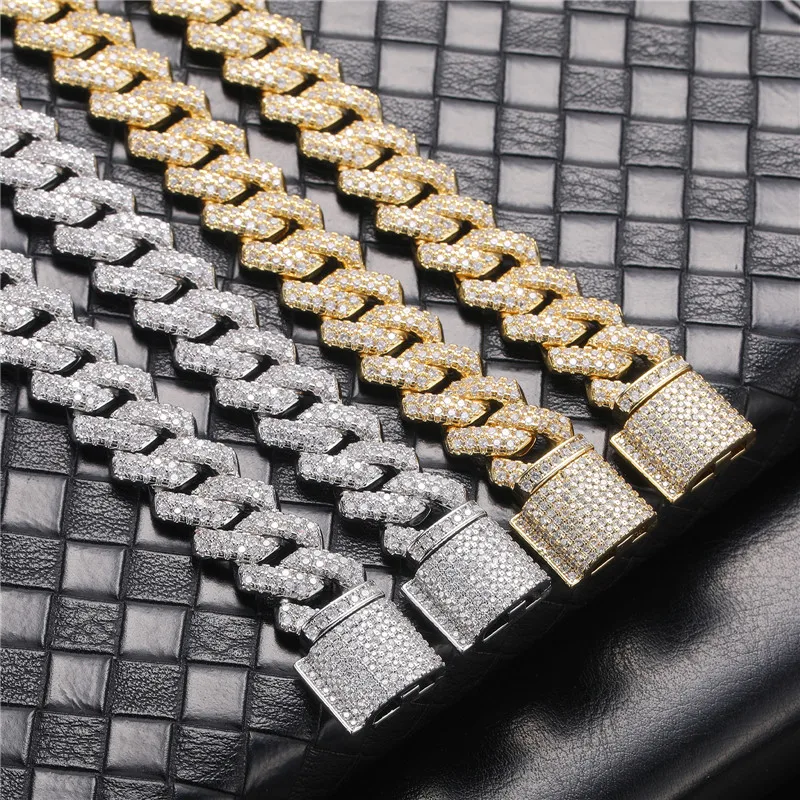 CUC 14MM Lightning Chain Men Hip Hop Necklace Chain Gold Silver Color Iced  Out CZ Zirconia Rock Link Jewelry Gift