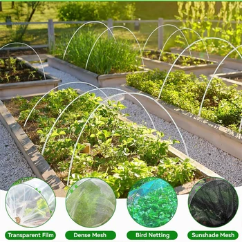 Garden Hoops Raised Beds Long Greenhouse Grow Tunnel Fiberglass Support Frame Fabric Netting DIY Plant Support Garden Stakes