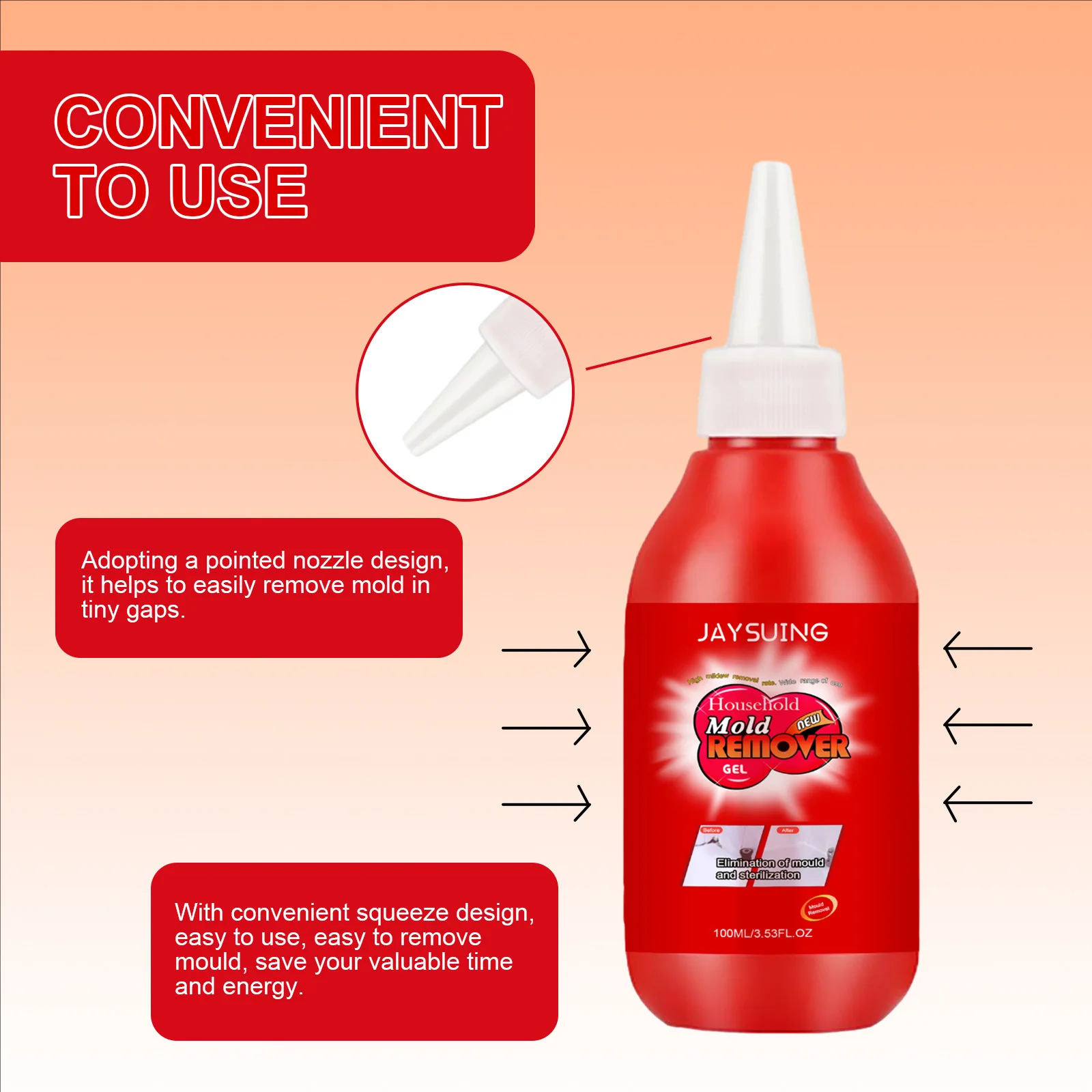 Jaysuing 100ml Mold Mildew Remover Cleaner Wall Kitchen Mold Cleaning Chemical Tiles Bathroom Washing Black Spot Removing Gel