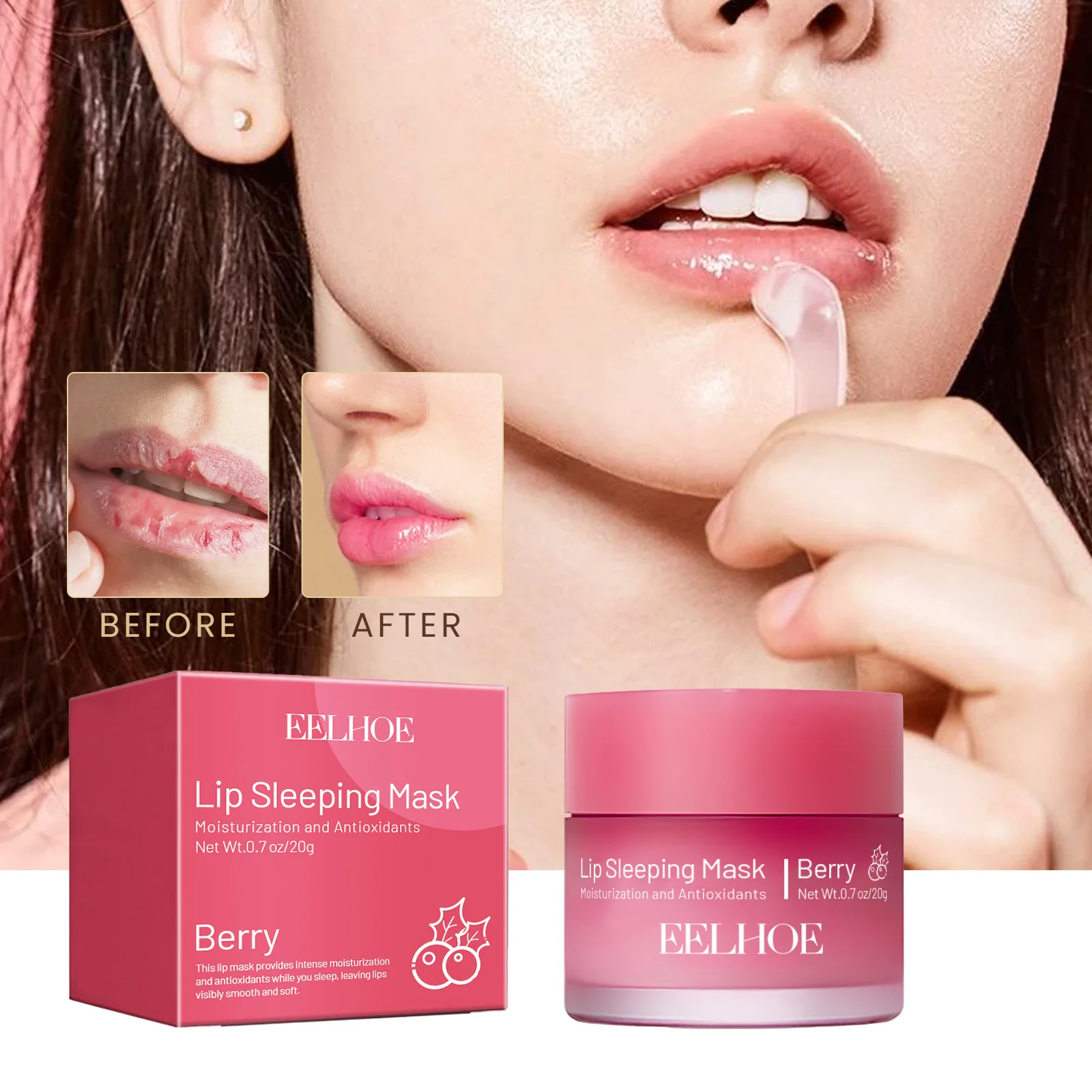 Eelhoe 20g Berry Lip Sleeping Mask Moisturizing Fade Lip Lines Anti Cracking Improve Dullness Night Lips Care Plump Lip Mask