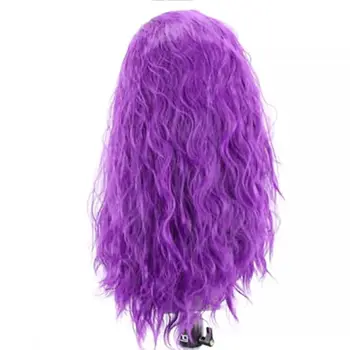 Bernardo Synthetic Wigs Purple Long Kinky Curly Glueless Lace Front For Women With Baby Hair Heat