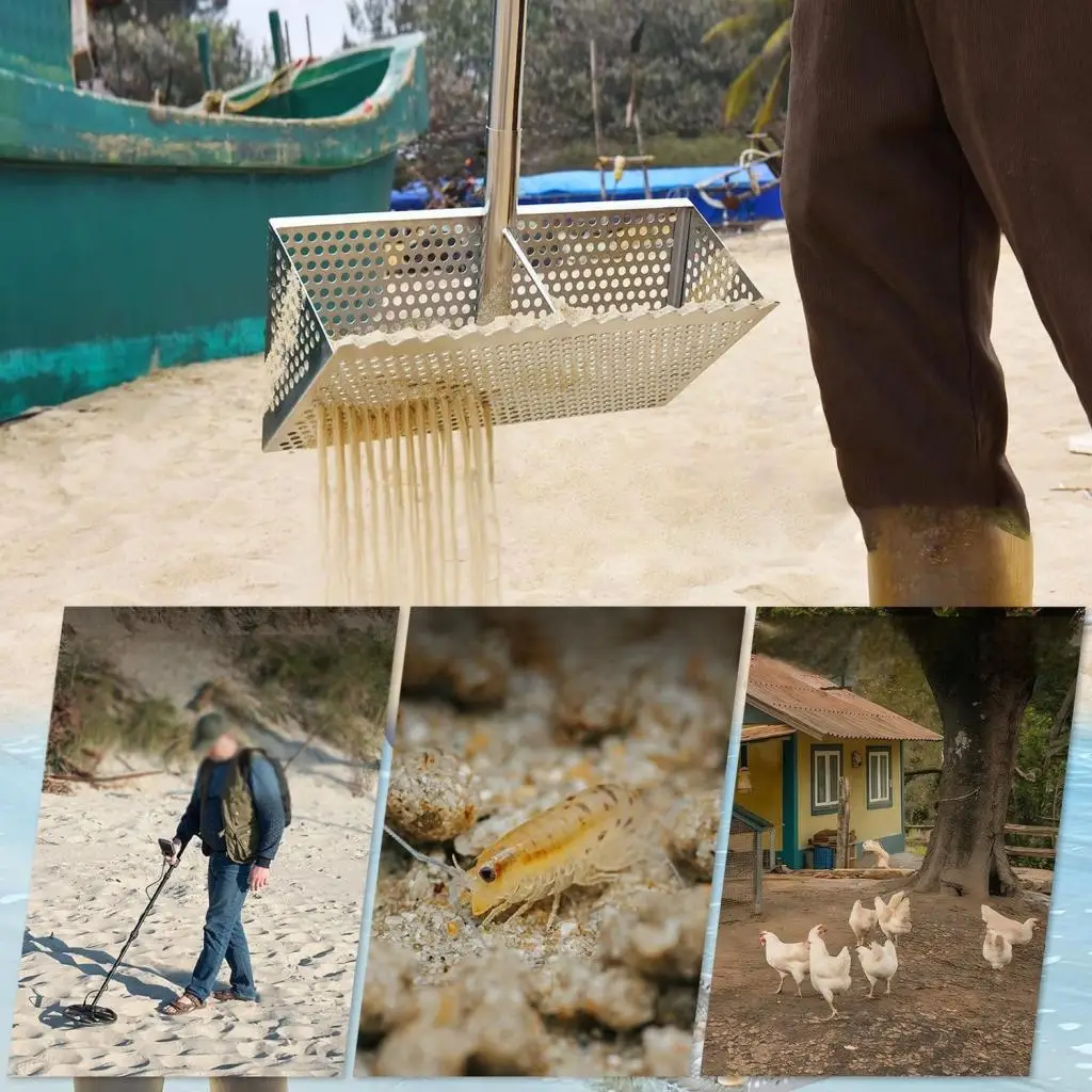 Sandsiebrechen mit ergonomischem Griff, aus Kohlenstoffstahl, mit scharfen Zähnen, abnehmbarer Konstruktion für den Außenbereich am Meer_voghion.com