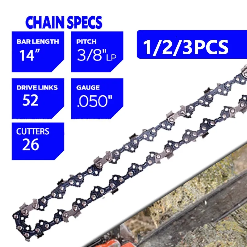 Chainsaw Chain 1/2/3x 14 Inch 3/8"LP 0.050" Gauge 52DL For Woodworking