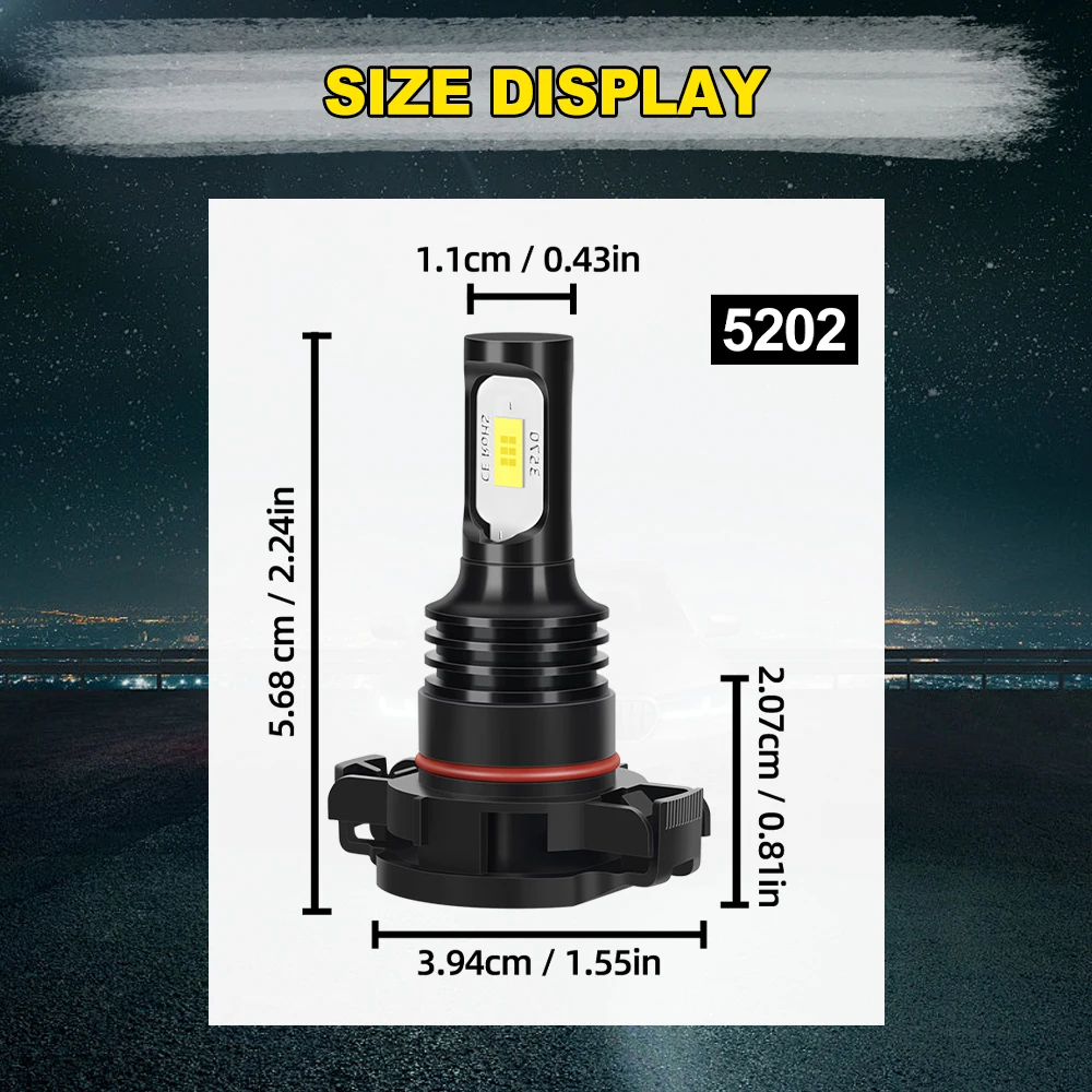 2014-2022년식 닛산 펄사 C13 노트 E12 e-NV200 밴용 LED 주간 주행등 5202 PS24W H16 전구 12V 6000K 자동차 DRL 데이라이트 (2개)