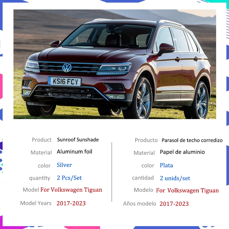 2x Car Sunroof Sunshade For Volkswagen VW Tiguan MK2 2017- Accessories Roof Sunscreen Heat Insulation Windscreen