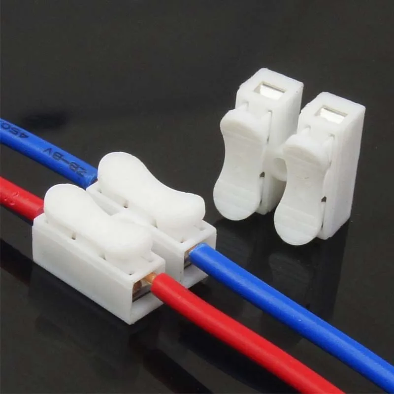 20PCS CH-2 Quick Wiring Terminal Press Type 2 In 2 Out Connector 2-bit Flame Retardant Led Lamp Connector