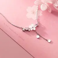 Fashion Cherry Blossoms Flower Necklace For Women Romantic Crystal Zircon Butterfly Flowers Pearl Shell Necklace Wedding Jewelry - Image 2