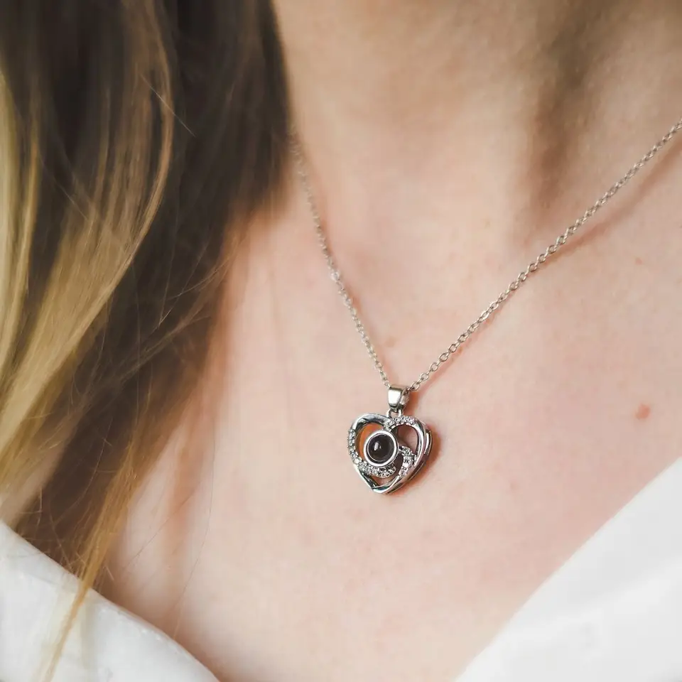 Personalized Heart Projection Photo Necklace Gift