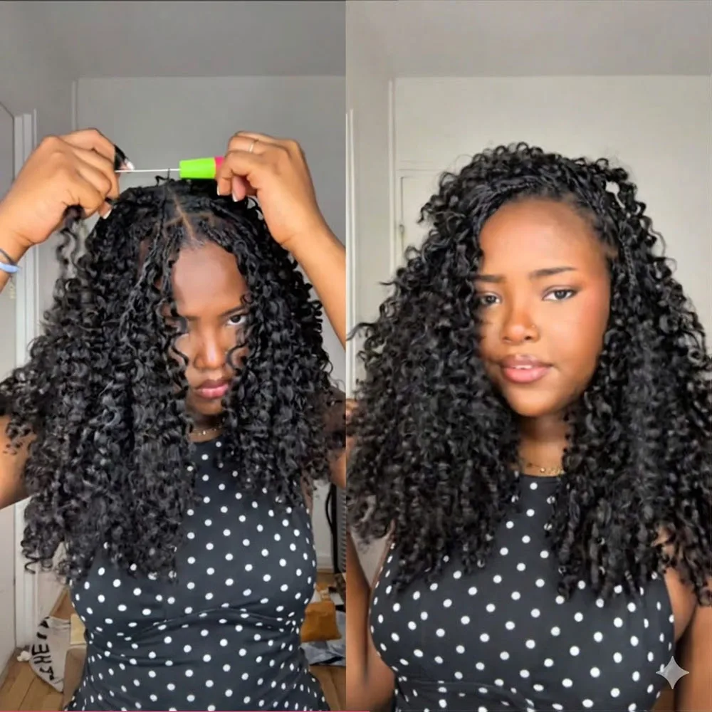 Burmese Curly Boho Braids Human Hair For Braiding Feathered Human Crochet Hair Miracle Knots Crochet 100% Human Hair Extensions 3