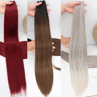 Bio cheveux raides paquets 26 "naturel doux résistant à la chaleur fibres synthétiques Extensions de cheveux protéine cheveux raides armure 1
