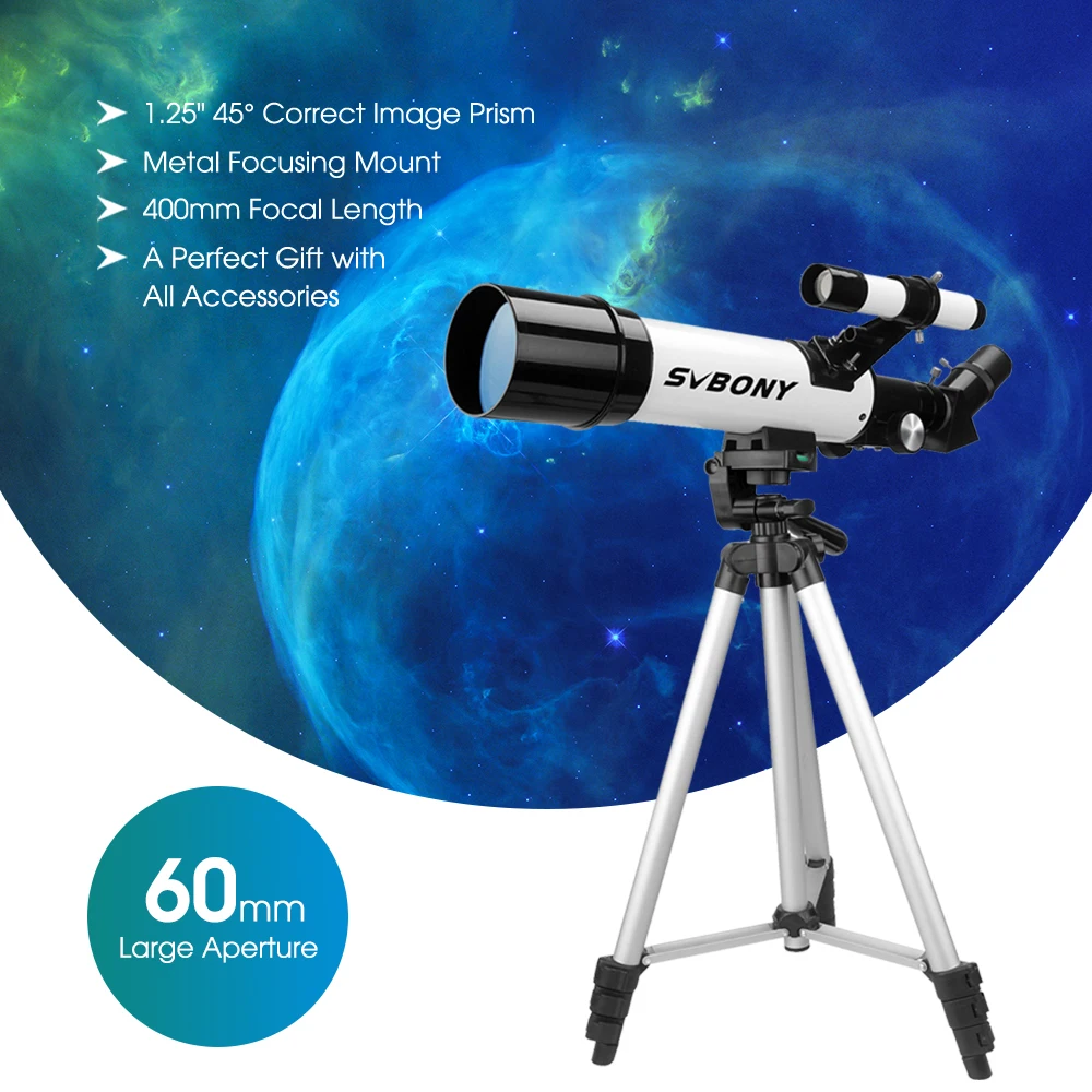 SVBONY SV501P 60mm/70mm Set Astronomical Telescope, Gift for Beginners and Kids, 400 Focal Length, for Planetary and Moon 2