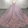 Vestidos De 15 Quinceañera Flowers Vestidos De 15 Años Purple V-neck Beading Lace Evening Party Dress 2022 DY9972 Bar Mitzvah 3