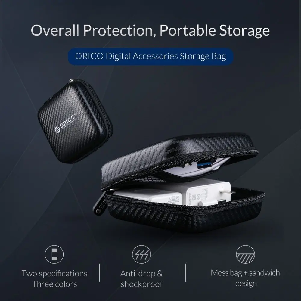 Headphone Case Bag Hard Accessories Storage Bag Organizer USB Cable Charger SD TF Cards ORICO electronic accessories case digital accessories bag memory card storage case data cable storage bag cable storage bag cable organizer pouch